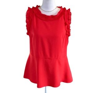 Ann Taylor Ruffled Peplum Red Blouse in Size 8